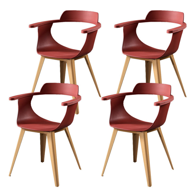 Modern Open Back Side Chair Plastic Arm Chair with Metal Base for Dining Room