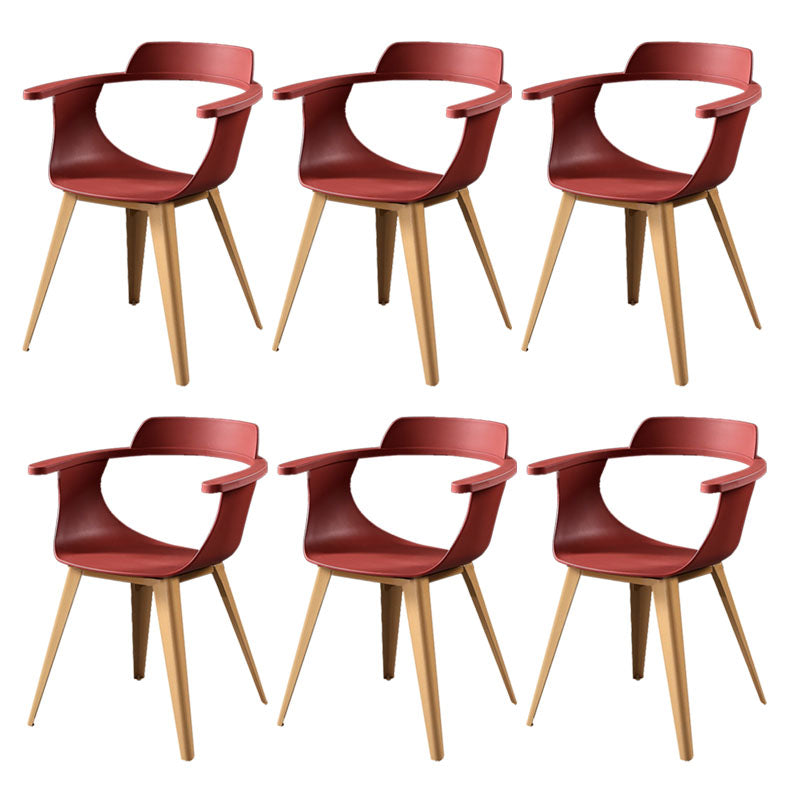Modern Open Back Side Chair Plastic Arm Chair with Metal Base for Dining Room