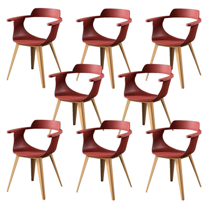 Modern Open Back Side Chair Plastic Arm Chair with Metal Base for Dining Room