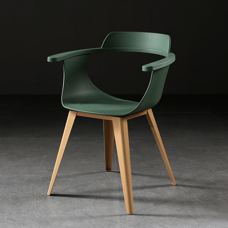 Modern Open Back Side Chair Plastic Arm Chair with Metal Base for Dining Room