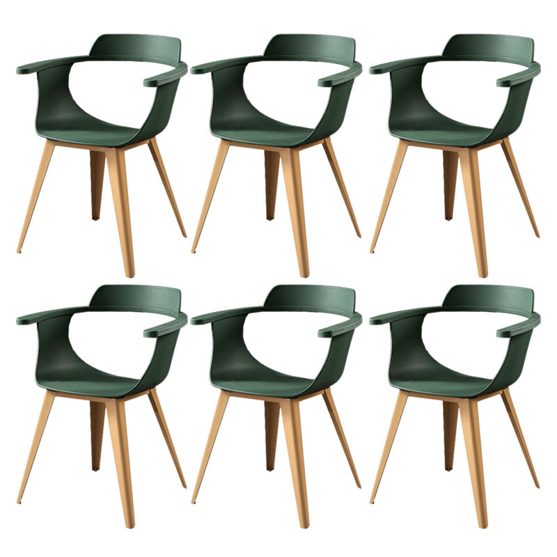 Modern Open Back Side Chair Plastic Arm Chair with Metal Base for Dining Room