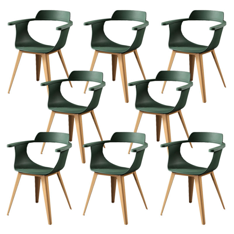 Modern Open Back Side Chair Plastic Arm Chair with Metal Base for Dining Room