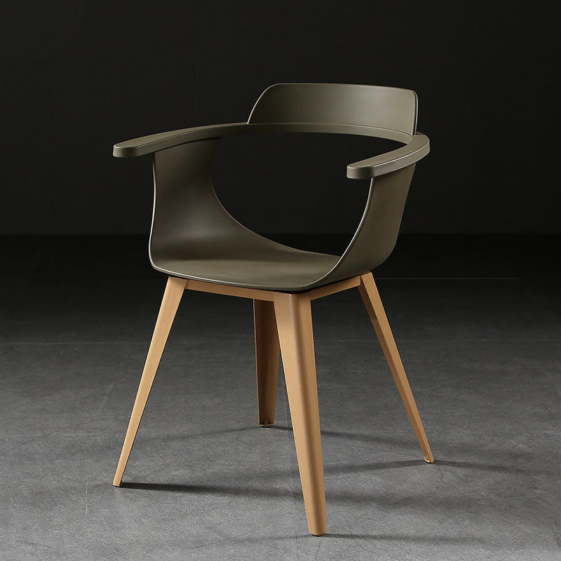 Modern Open Back Side Chair Plastic Arm Chair with Metal Base for Dining Room