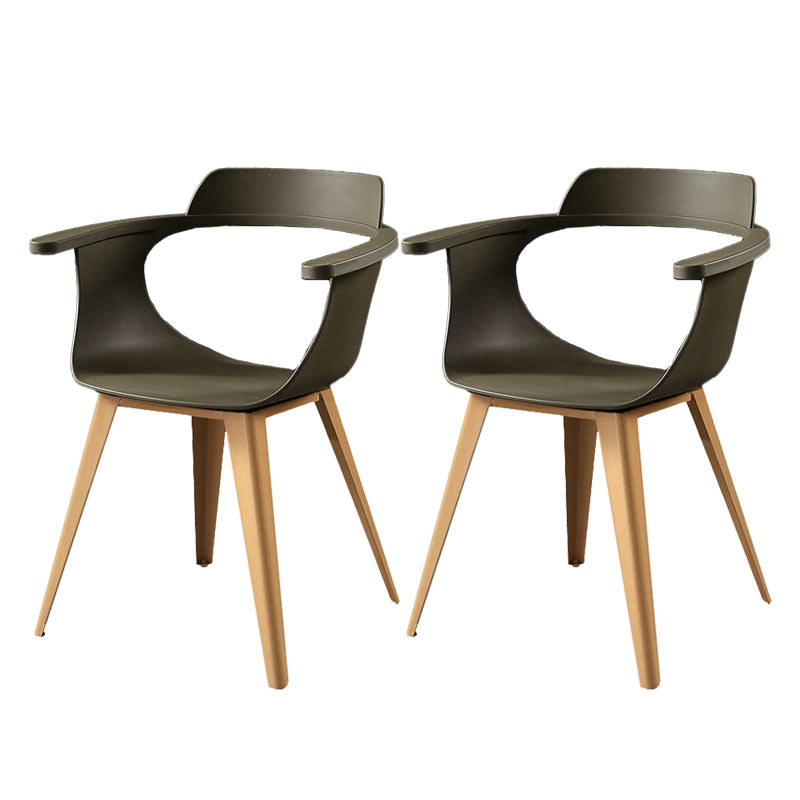 Modern Open Back Side Chair Plastic Arm Chair with Metal Base for Dining Room