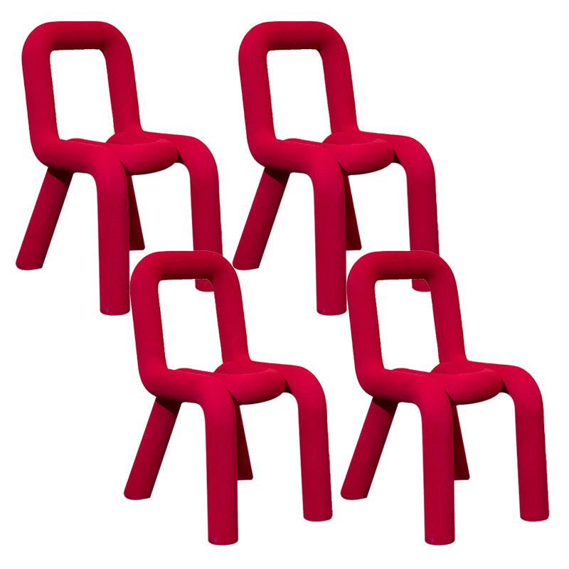 Contemporary Chair Open Back Dining Armless Dining Chairs with Metal Legs for Kitchen