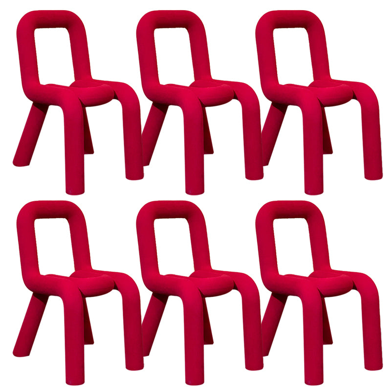 Contemporary Chair Open Back Dining Armless Dining Chairs with Metal Legs for Kitchen