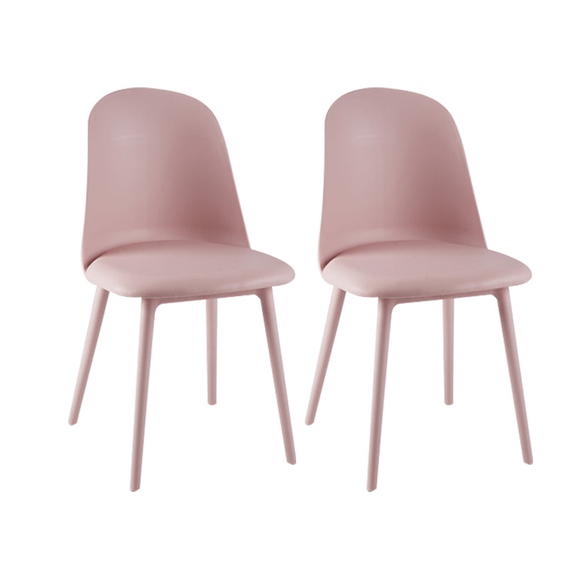 Modern Upholstered Armless Chair Plastic Dining Chair with Metal Base