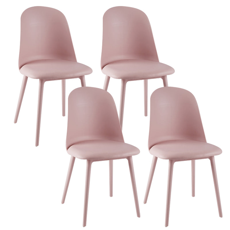 Modern Upholstered Armless Chair Plastic Dining Chair with Metal Base