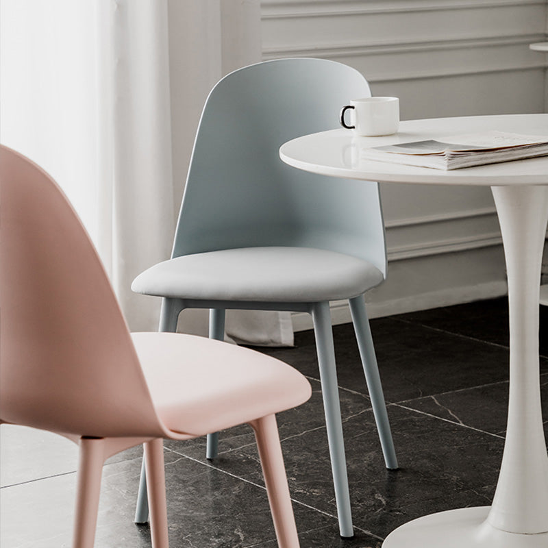 Modern Upholstered Armless Chair Plastic Dining Chair with Metal Base