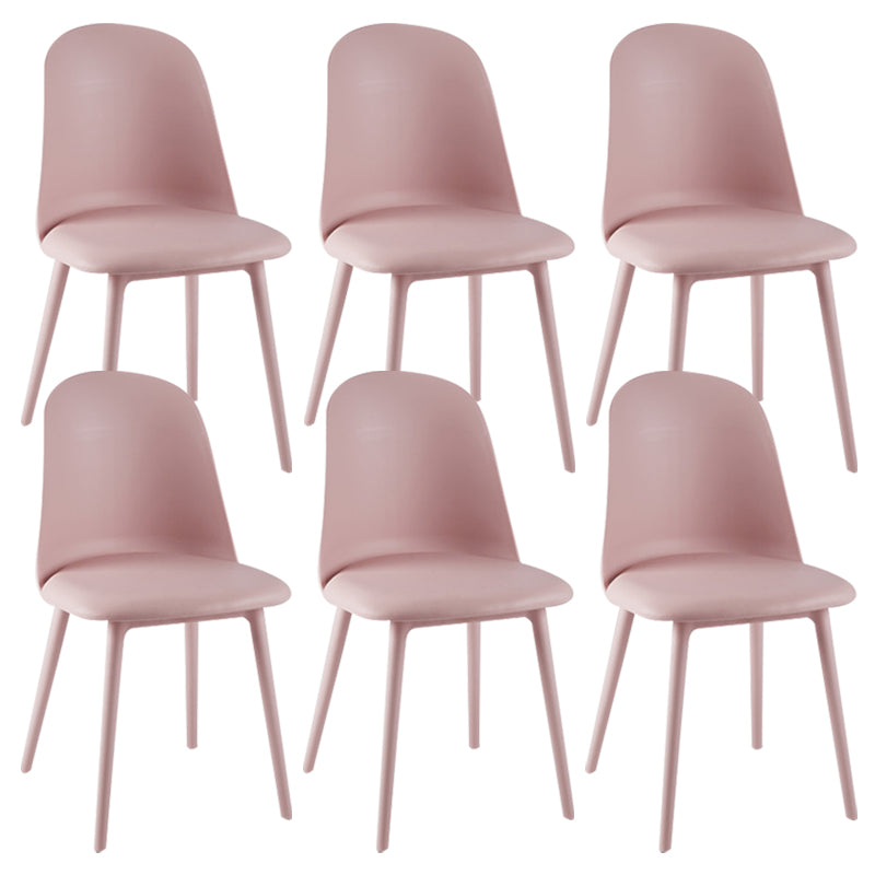 Modern Upholstered Armless Chair Plastic Dining Chair with Metal Base