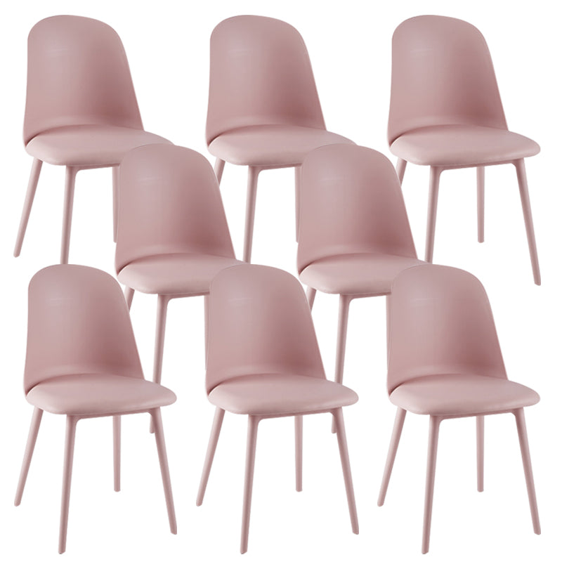 Modern Upholstered Armless Chair Plastic Dining Chair with Metal Base