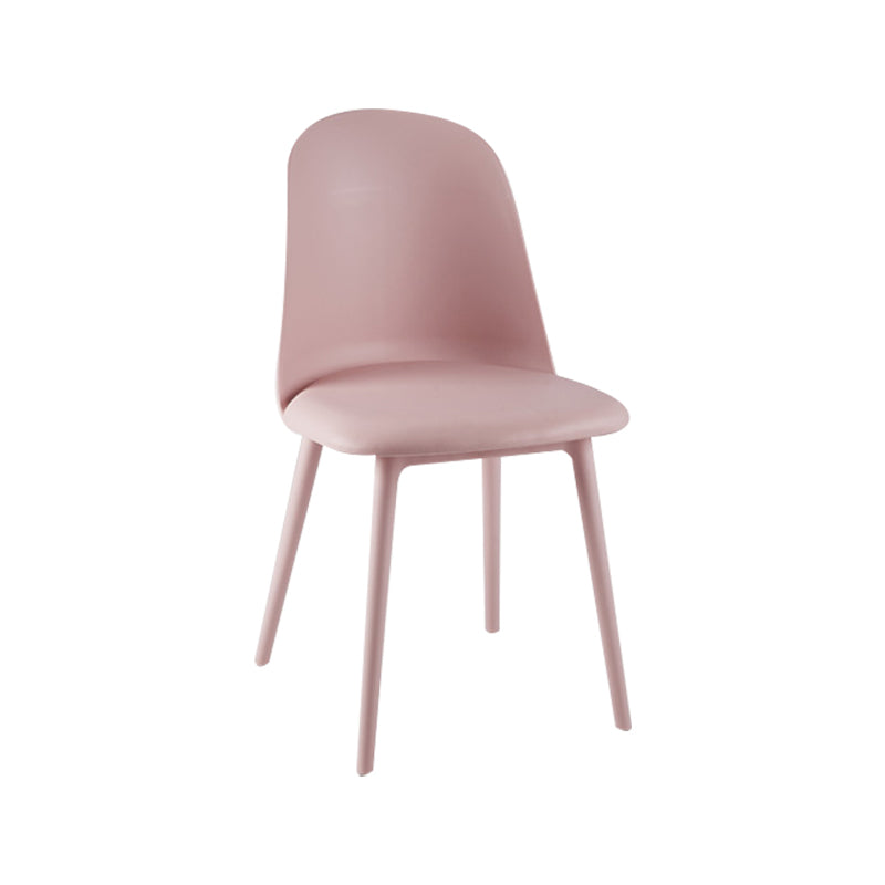 Modern Upholstered Armless Chair Plastic Dining Chair with Metal Base