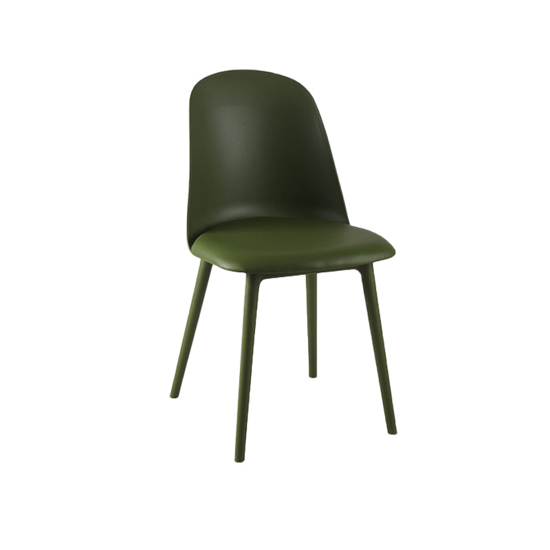 Modern Upholstered Armless Chair Plastic Dining Chair with Metal Base