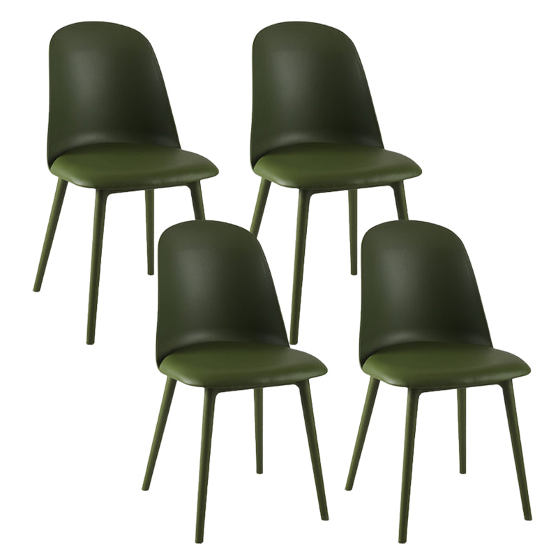 Modern Upholstered Armless Chair Plastic Dining Chair with Metal Base