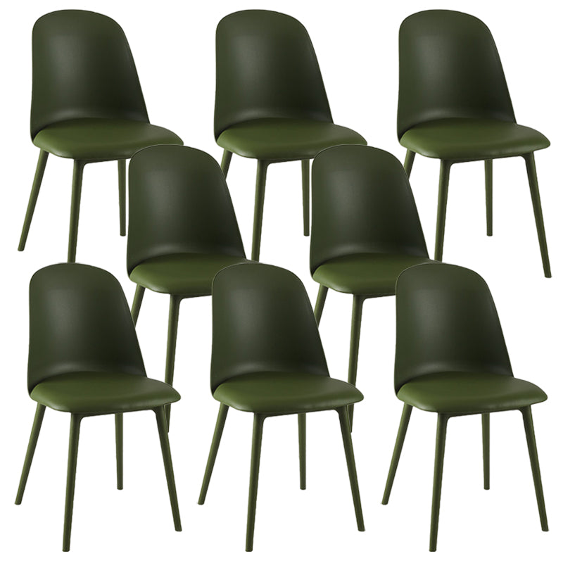 Modern Upholstered Armless Chair Plastic Dining Chair with Metal Base
