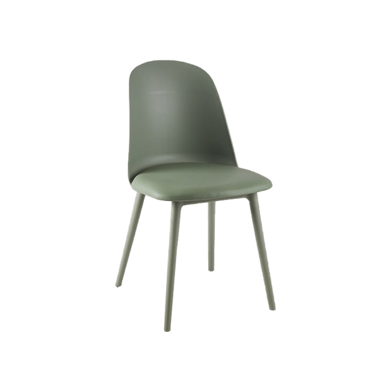 Modern Upholstered Armless Chair Plastic Dining Chair with Metal Base