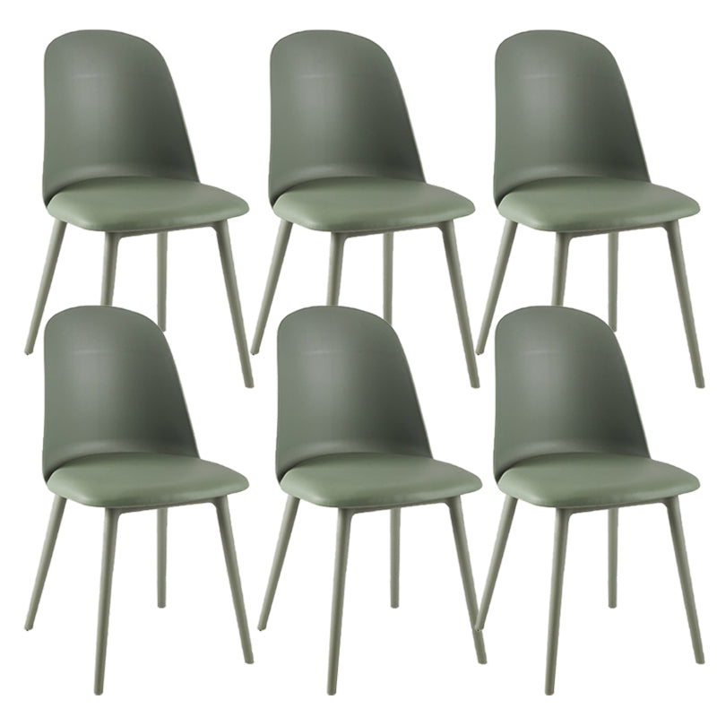 Modern Upholstered Armless Chair Plastic Dining Chair with Metal Base