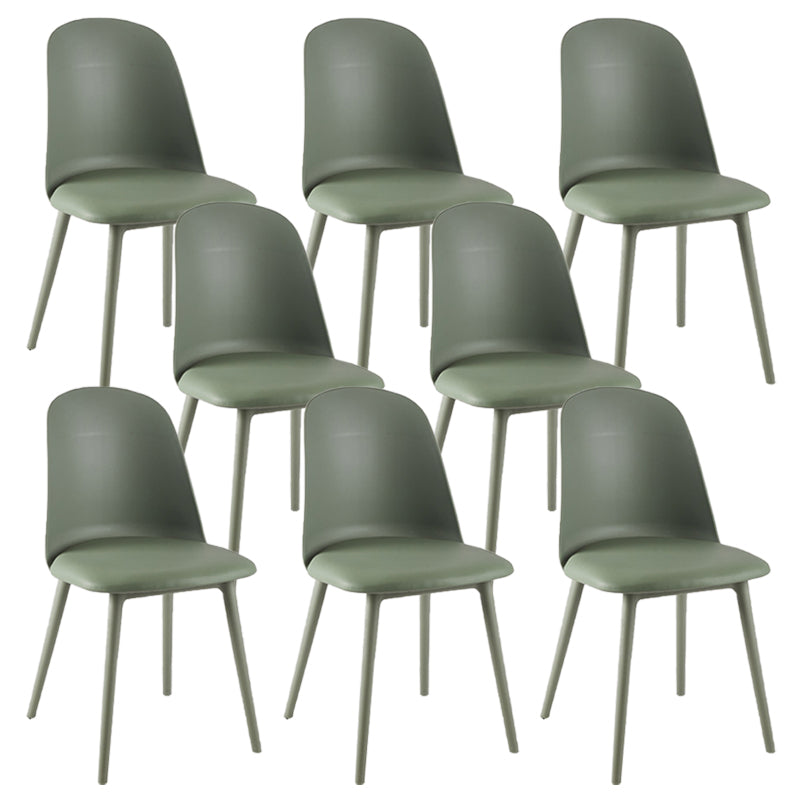 Modern Upholstered Armless Chair Plastic Dining Chair with Metal Base