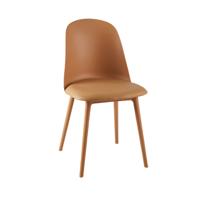 Modern Upholstered Armless Chair Plastic Dining Chair with Metal Base