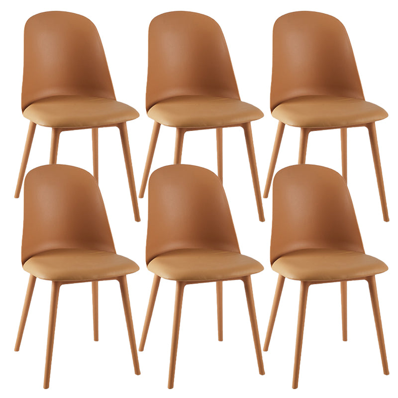 Modern Upholstered Armless Chair Plastic Dining Chair with Metal Base