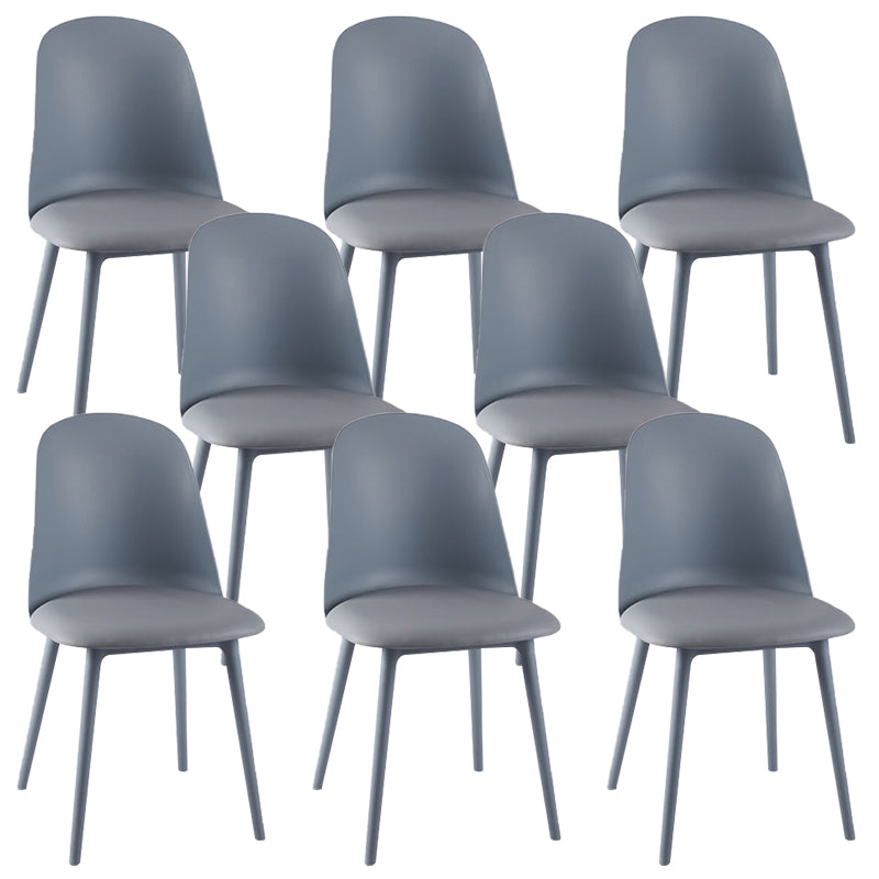 Modern Upholstered Armless Chair Plastic Dining Chair with Metal Base