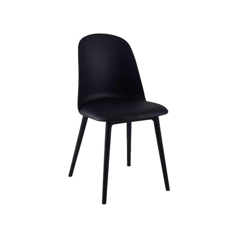 Modern Upholstered Armless Chair Plastic Dining Chair with Metal Base