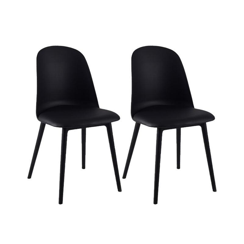 Modern Upholstered Armless Chair Plastic Dining Chair with Metal Base