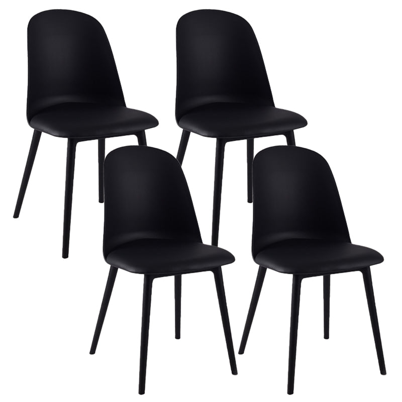 Modern Upholstered Armless Chair Plastic Dining Chair with Metal Base