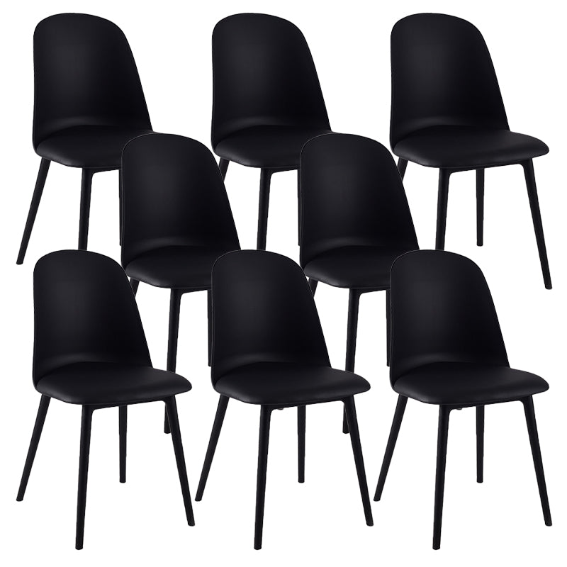 Modern Upholstered Armless Chair Plastic Dining Chair with Metal Base