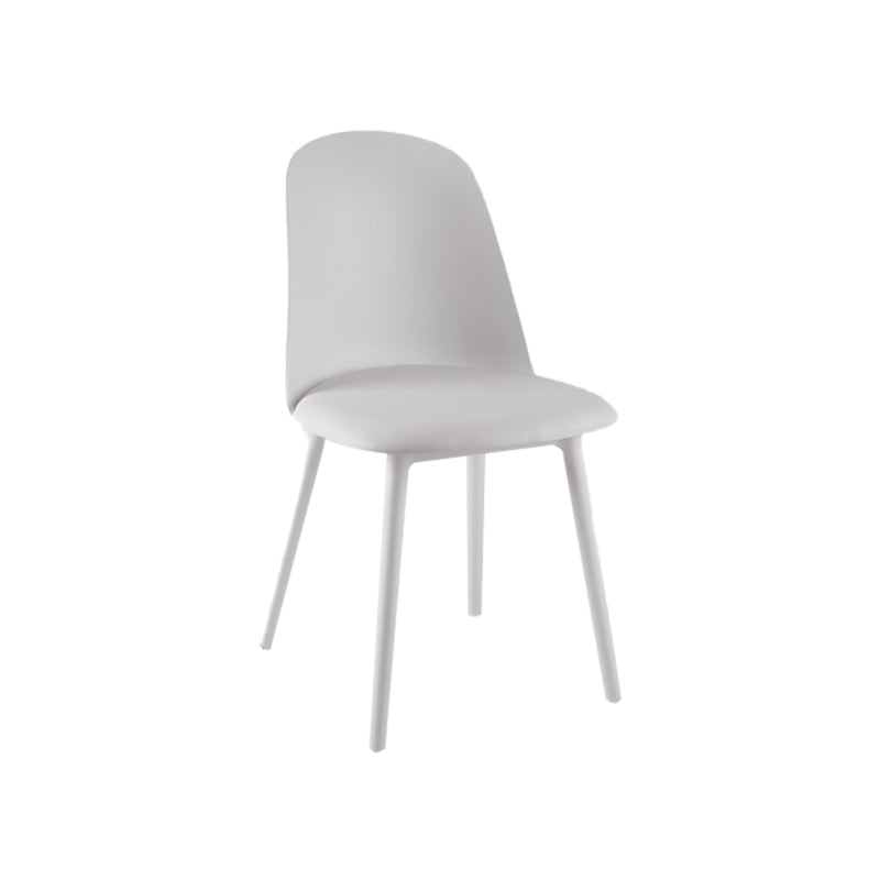 Modern Upholstered Armless Chair Plastic Dining Chair with Metal Base