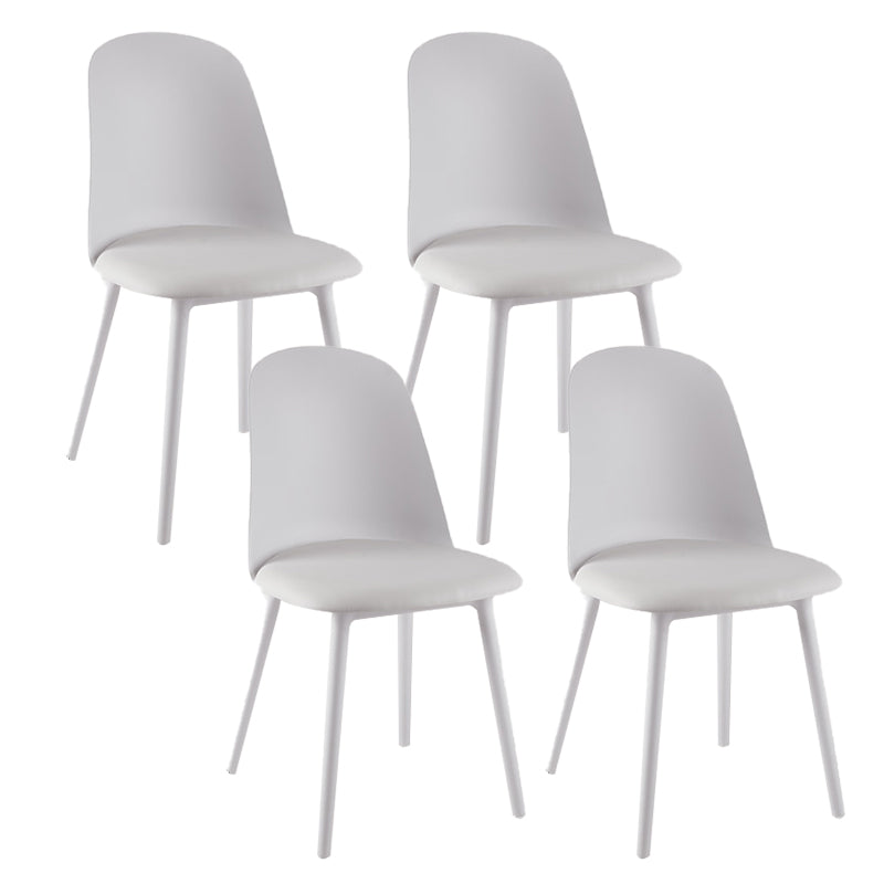 Modern Upholstered Armless Chair Plastic Dining Chair with Metal Base