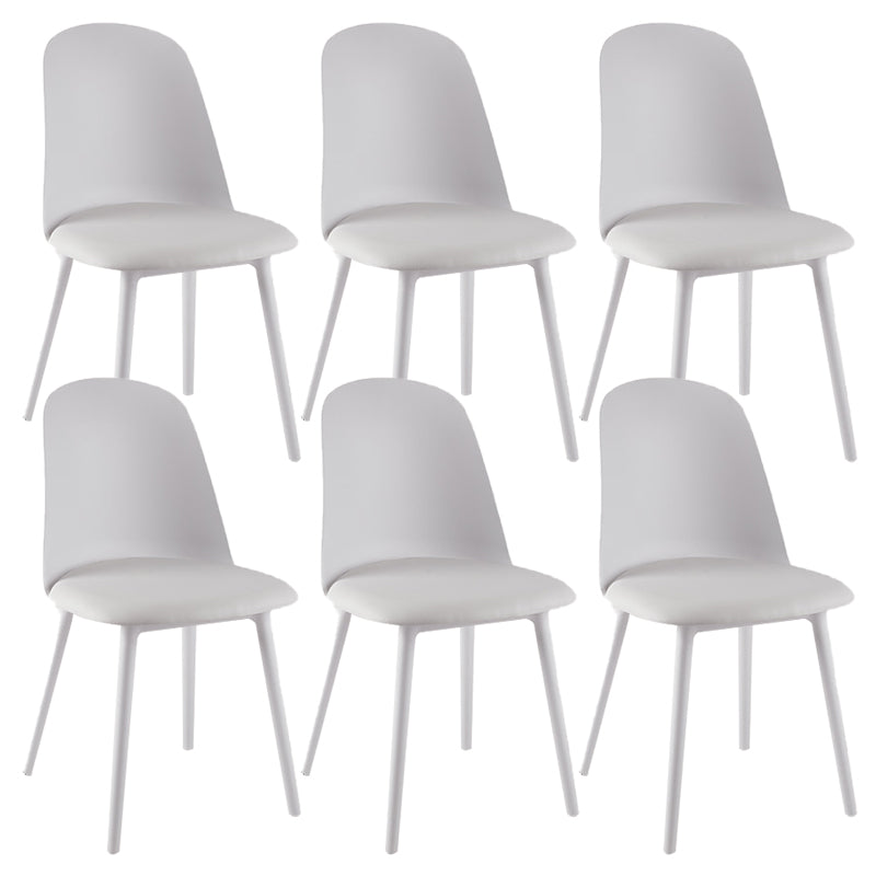 Modern Upholstered Armless Chair Plastic Dining Chair with Metal Base
