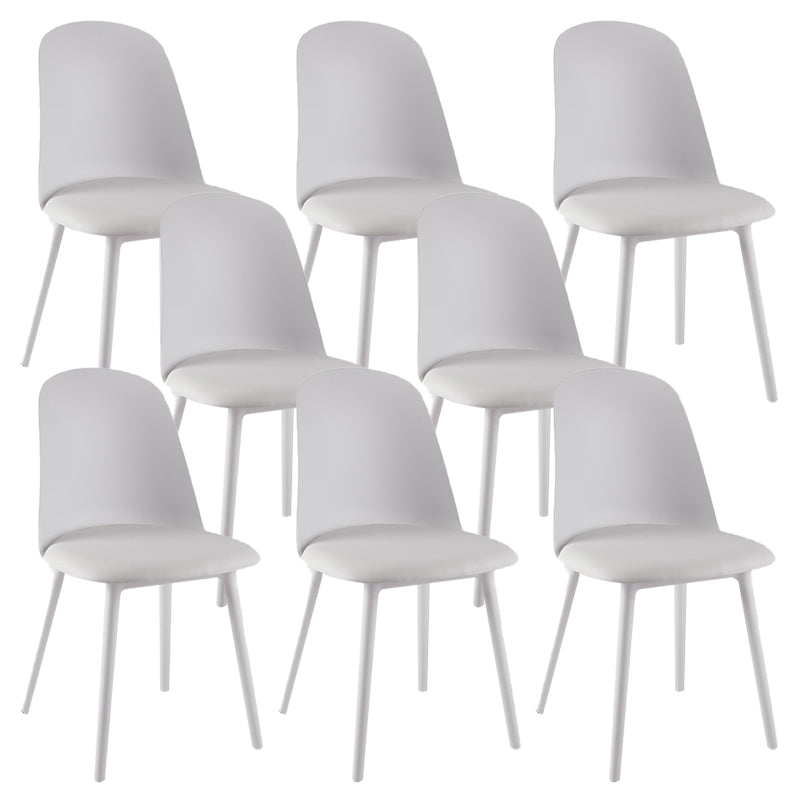 Modern Upholstered Armless Chair Plastic Dining Chair with Metal Base