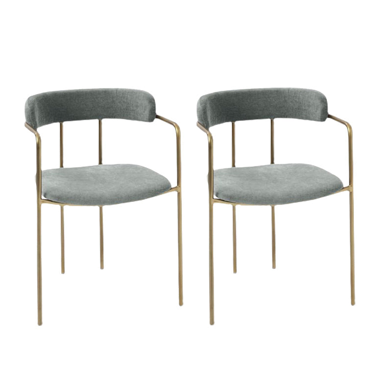 Luxurious Upholstered Arm Chair Open Back Side Velvet Chair with Metal Base