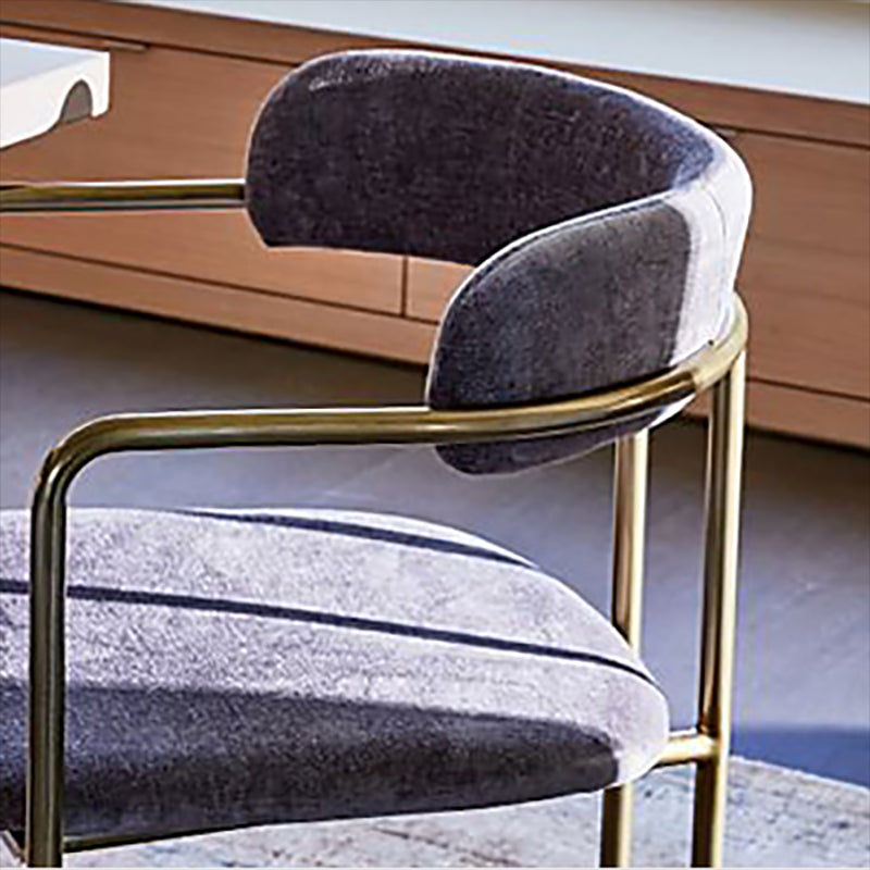 Luxurious Upholstered Arm Chair Open Back Side Velvet Chair with Metal Base