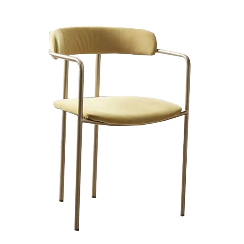 Luxurious Upholstered Arm Chair Open Back Side Velvet Chair with Metal Base