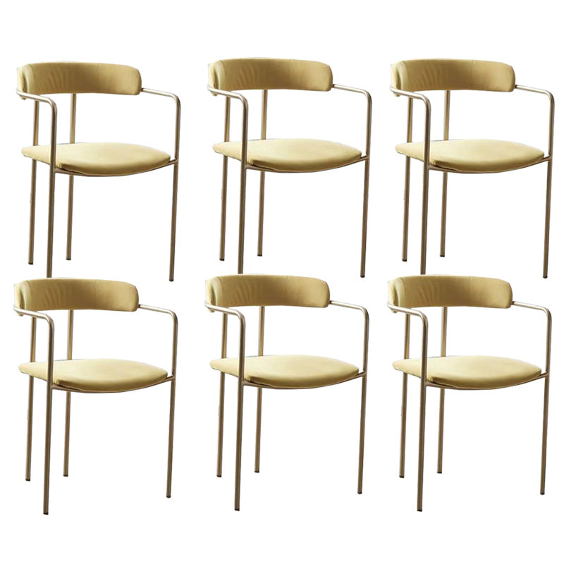 Luxurious Upholstered Arm Chair Open Back Side Velvet Chair with Metal Base