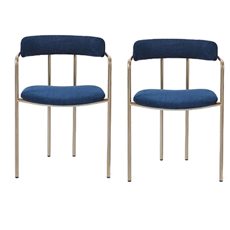 Luxurious Upholstered Arm Chair Open Back Side Velvet Chair with Metal Base