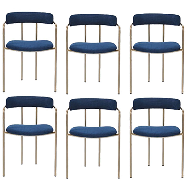 Luxurious Upholstered Arm Chair Open Back Side Velvet Chair with Metal Base