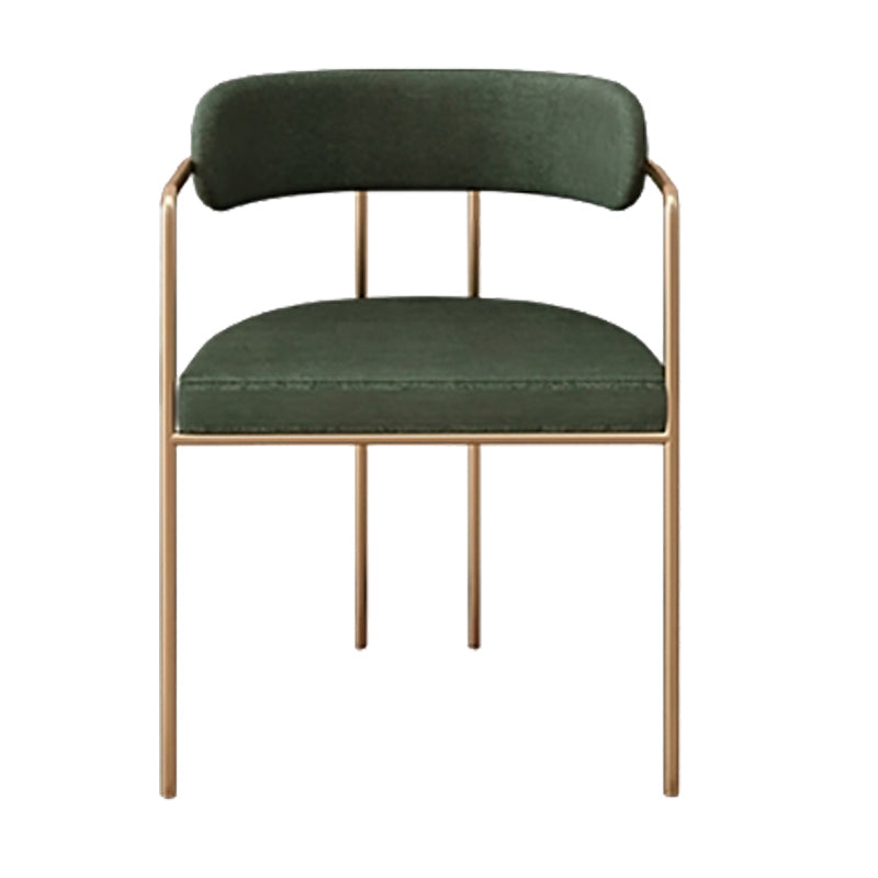 Luxurious Upholstered Arm Chair Open Back Side Velvet Chair with Metal Base