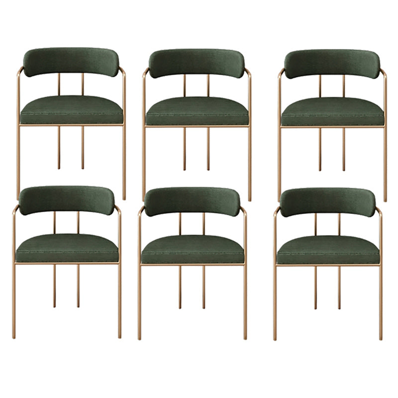 Luxurious Upholstered Arm Chair Open Back Side Velvet Chair with Metal Base