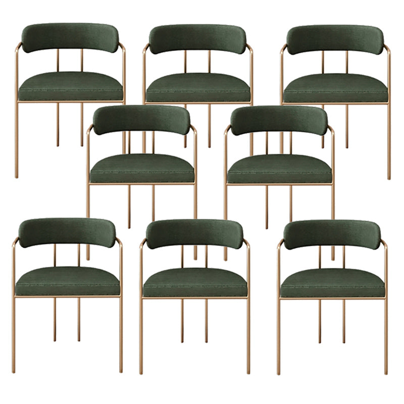 Luxurious Upholstered Arm Chair Open Back Side Velvet Chair with Metal Base