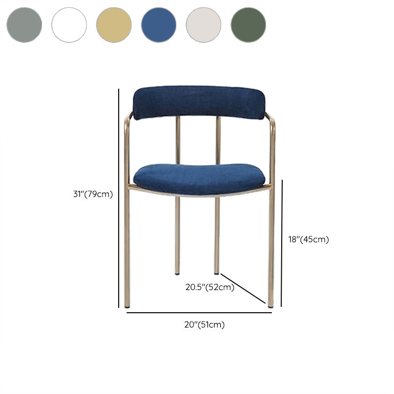 Luxurious Upholstered Arm Chair Open Back Side Velvet Chair with Metal Base