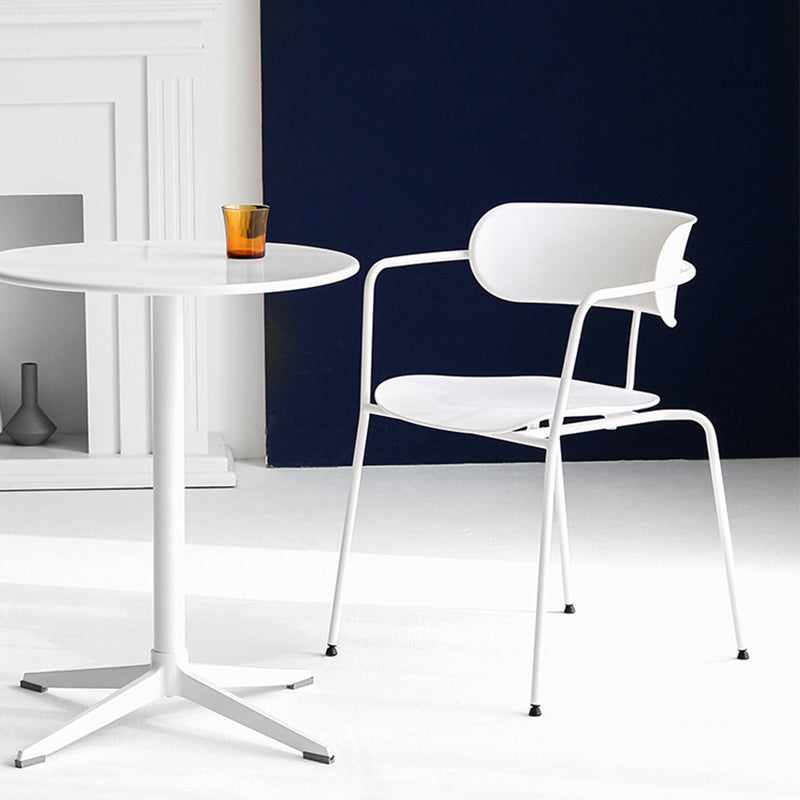 Contemporary Style Arm Chair Plastic Open Back Side Chair with Metal Base