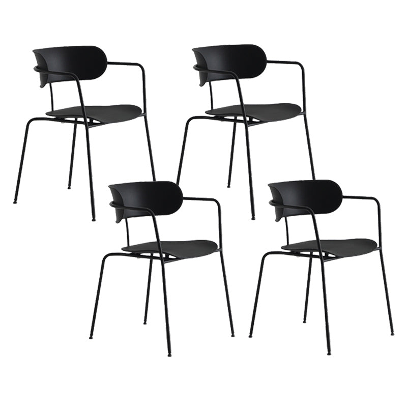 Contemporary Style Arm Chair Plastic Open Back Side Chair with Metal Base