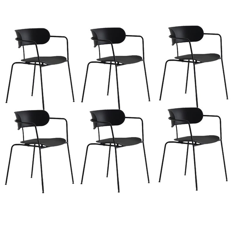 Contemporary Style Arm Chair Plastic Open Back Side Chair with Metal Base