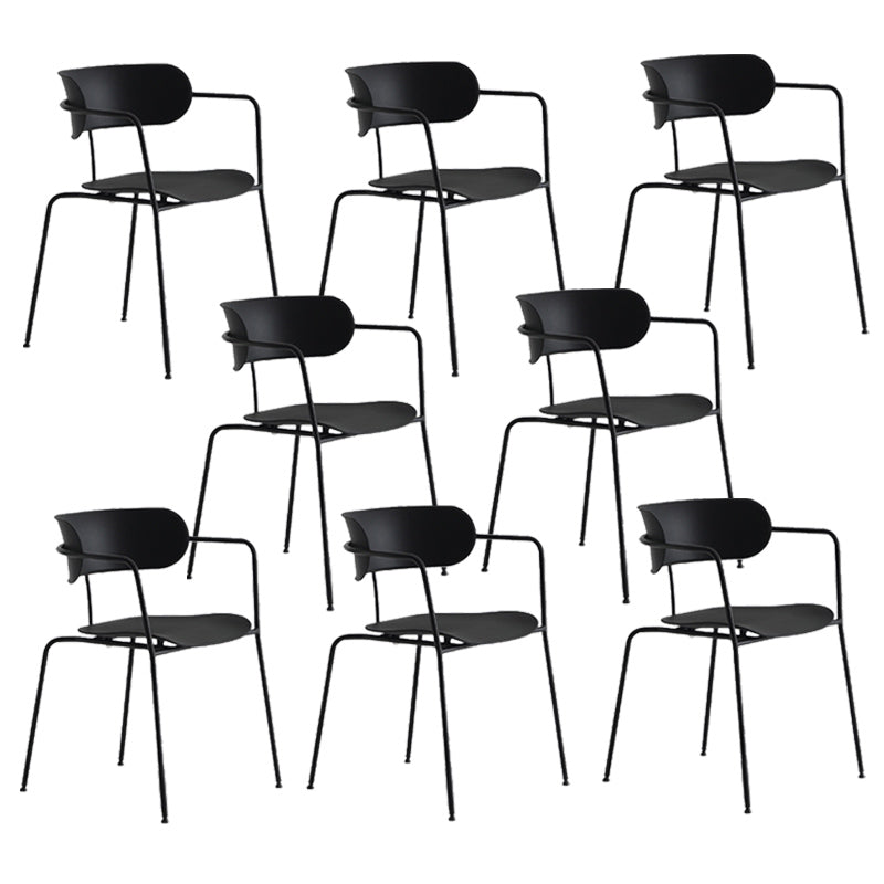 Contemporary Style Arm Chair Plastic Open Back Side Chair with Metal Base