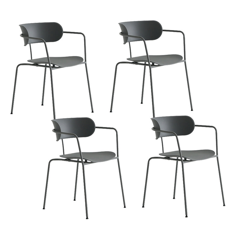 Contemporary Style Arm Chair Plastic Open Back Side Chair with Metal Base