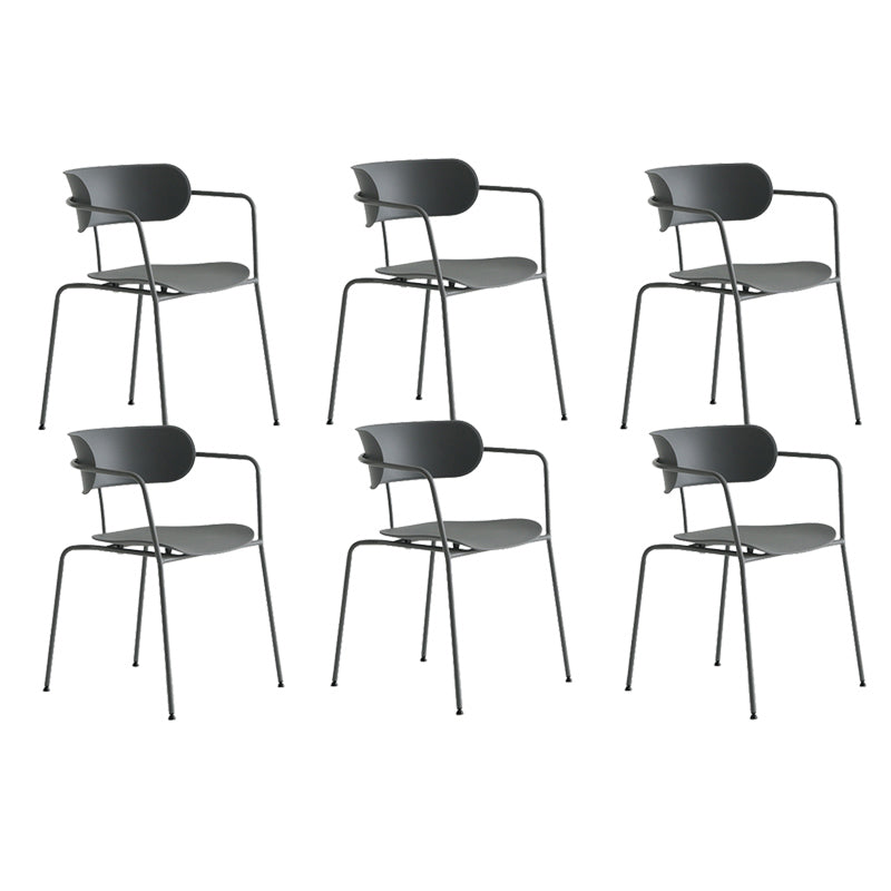Contemporary Style Arm Chair Plastic Open Back Side Chair with Metal Base