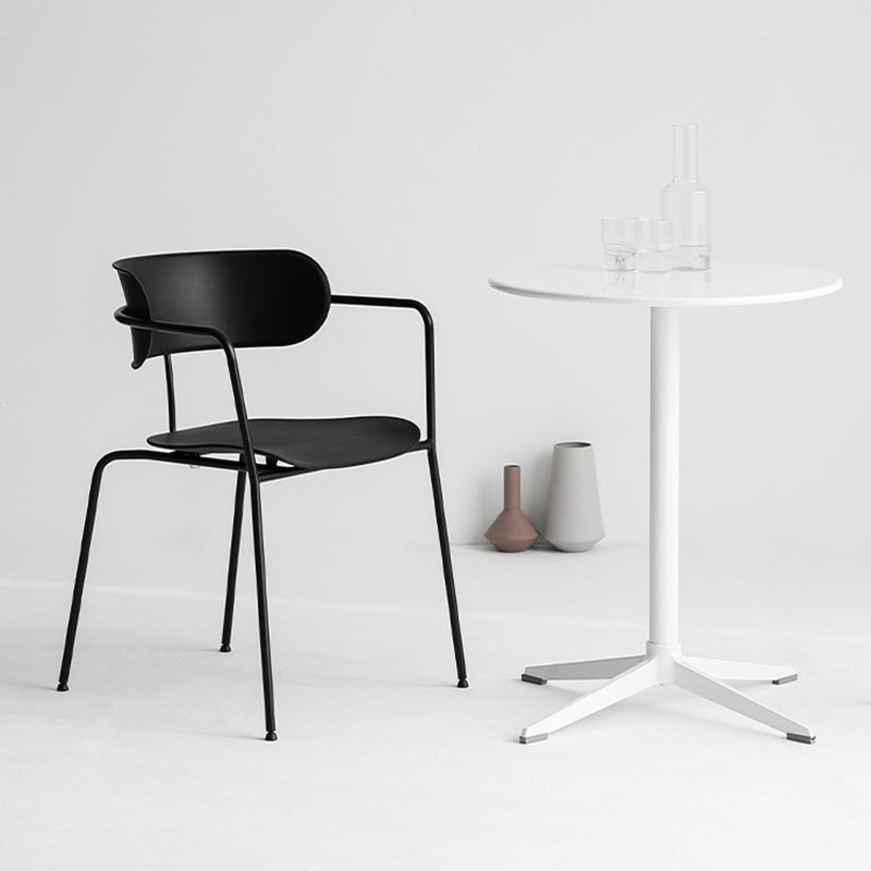 Contemporary Style Arm Chair Plastic Open Back Side Chair with Metal Base